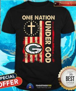 Good Green Bay Packers One Nation Under God Jesus Flag T-Shirt