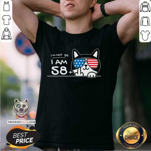 Good I'm Not 59 I Am 58 Plus 1 Middle Finger Cat Flip T-Shirt