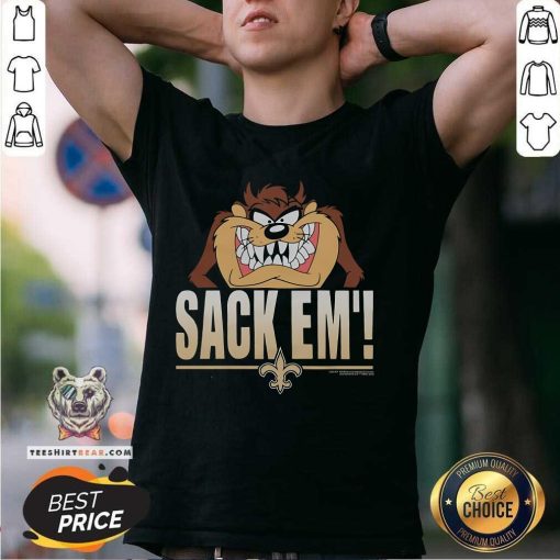 Great Looney Tunes Taz Sack Em' X New Orleans Saints T-Shirt