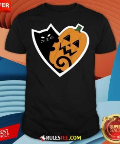 Happy Halloween Heart Cat Pumpkin T-Shirt