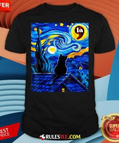 Happy Halloween Starry Night Black Cat Comma La Kamala Harris T-Shirt