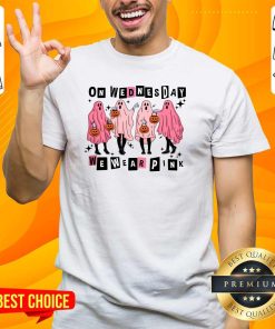 Hot Cute On Wednesday We Wear Pink Ghost Halloween T-Shirt