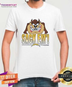 Hot Looney Tunes Taz Sack Em' X Los Angeles Chargers T-Shirt