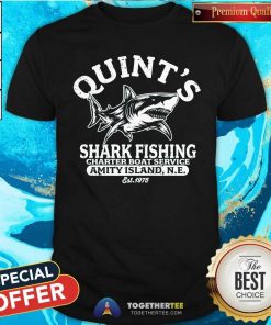 Hot Quint's Shark Fishing Amity Island New England T-Shirt