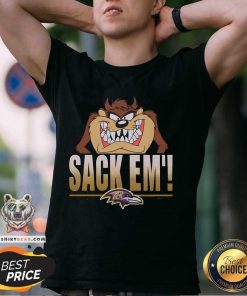 Nice Looney Tunes Taz Sack Em' X Baltimore Ravens T-Shirt