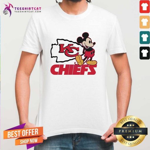 Nice Mickey Football Kansas City Chiefs Logo T-Shirt