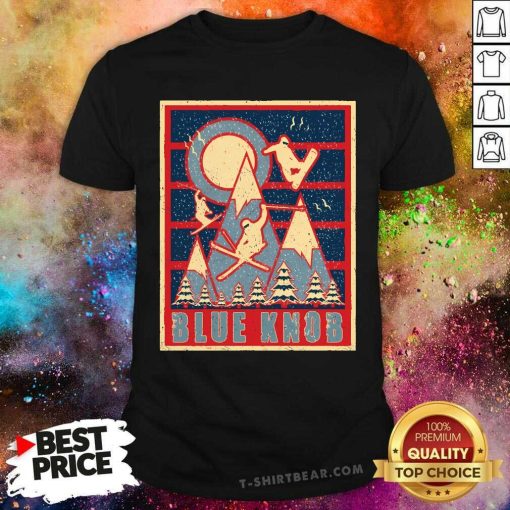 Nice Retro 80s Blue Knob Ski T-Shirt