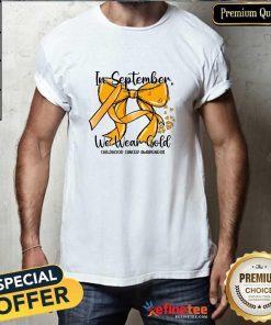 Official In Septemper We Wear Gold Cancer Coquette Bow Gold T-Shirt