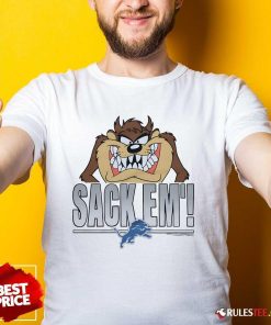 Official Looney Tunes Taz Sack Em' X Detroit Lions T-Shirt