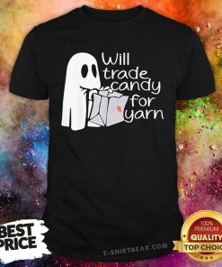 Official Will Trade Candy For Yarn Halloween Ghost T-Shirt