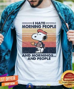 Original Snoopy Drinking Coffee I Hate Morning People Vintage T-Shirt