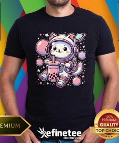 Premium Cute Astronaut Cat Bubble Boba Tea In Space T-Shirt