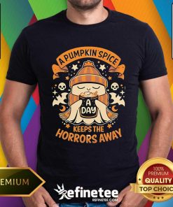 Premium Ghost A Pumpkin Spice Keeps The Horrors Away Halloween T-Shirt