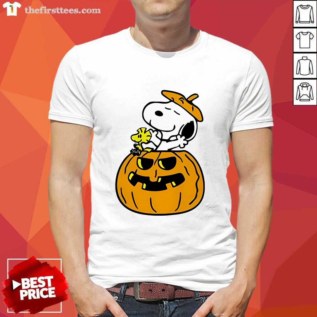 Shirt Premium Halloween Pumpkin Snoopy And Woodstock Cartoon T-Shirt