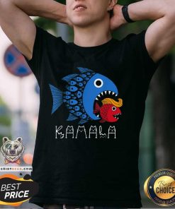 Premium Kamala Over Trump Blue Wave Big Fish Eats Small Fish T-Shirt