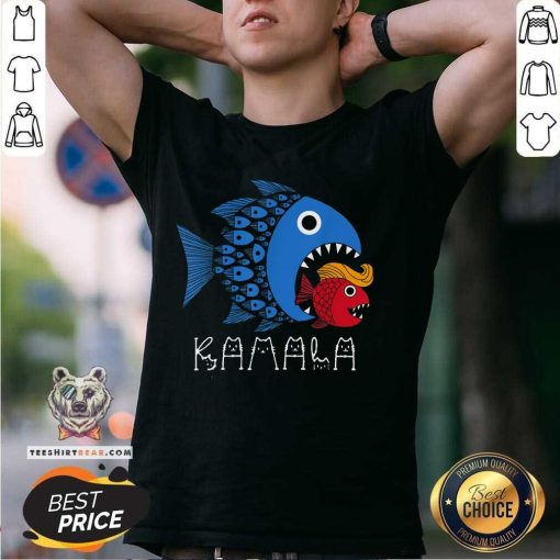 Premium Kamala Over Trump Blue Wave Big Fish Eats Small Fish T-Shirt
