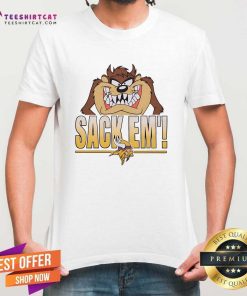 Premium Looney Tunes Taz Sack Em' X Minnesota Vikings T-Shirt