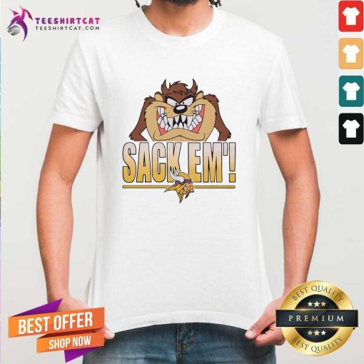 Premium Looney Tunes Taz Sack Em' X Minnesota Vikings T-Shirt