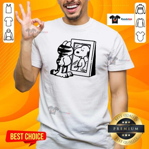 Top Garfield Snoopy Mirror Parody T-Shirt