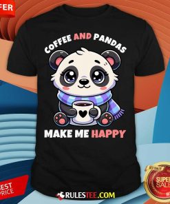 Cute Christmas Pandas And Coffee Make Me Happy T-Shirt