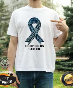 Awesome Fight Colon Cancer Resolve Support Faith Blue Ribbon T-Shirt