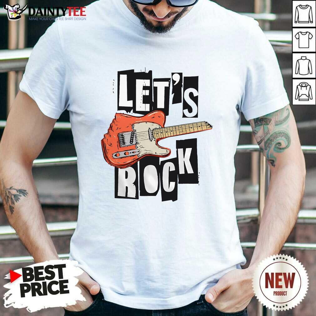 Shirt Awesome Let's Rock Electric Guitar Music Lover Band Guitarist Retro T-Shirt