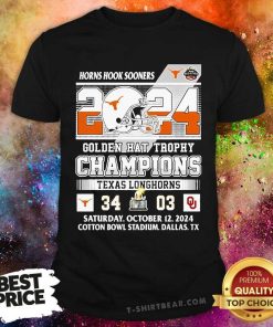 Awesome Texas Longhorns Horns Hook Sooners Golden Hat Trophy Champions 2024 T-Shirt