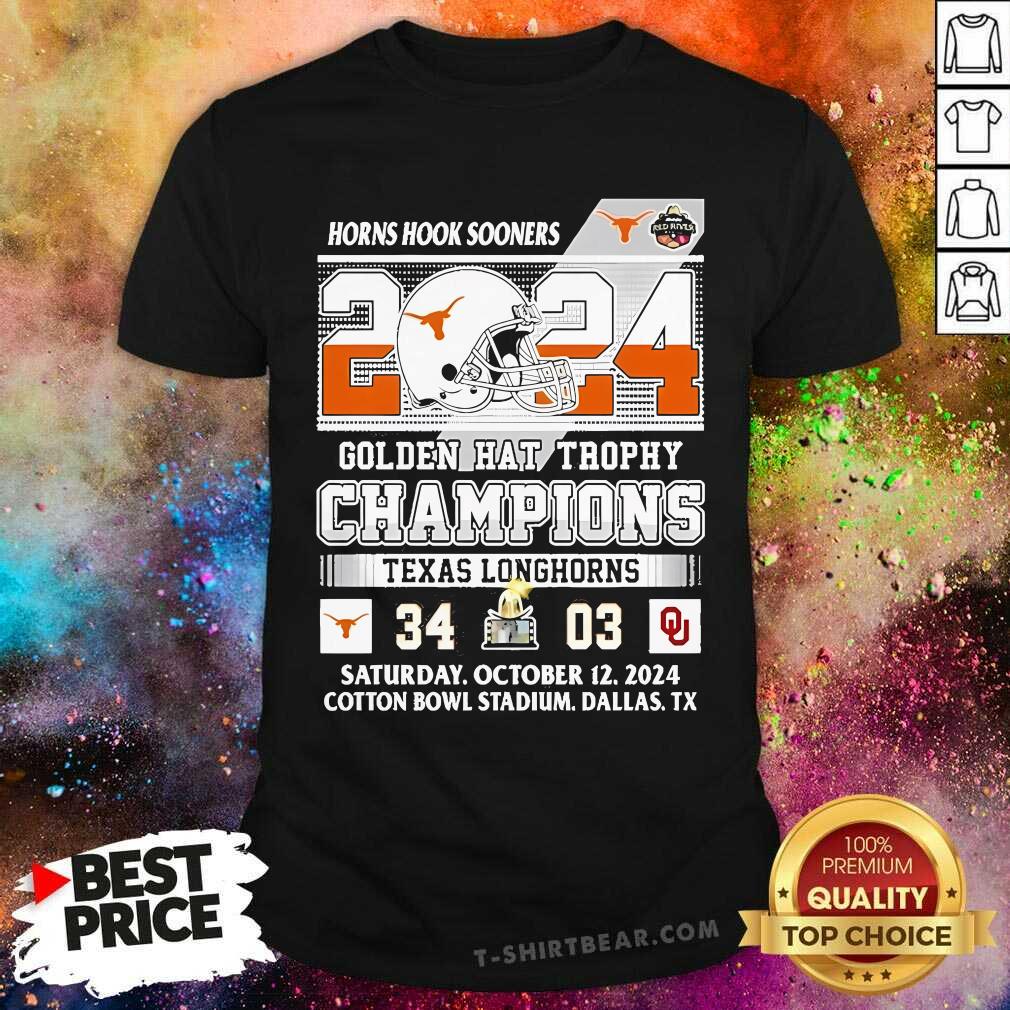 Shirt Awesome Texas Longhorns Horns Hook Sooners Golden Hat Trophy Champions 2024 T-Shirt