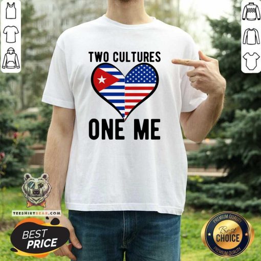 Awesome Two Cultures One Me Cuban American Heart Flag T-Shirt