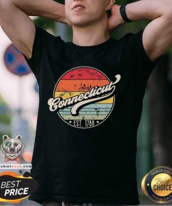Funny Connecticut Home State CT Cool 70s Style Sunset T-Shirt