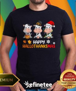 Funny Cows Happy Hallothanksmas Halloween Thanksgiving Xmas T-Shirt