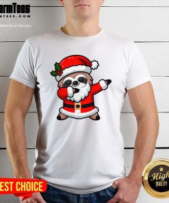 Funny Dabbing Sloth In Santa Claus Christmas Costume Xmas T-Shirt