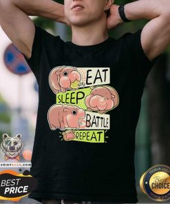 Funny Moo Deng Hippo Eat Sleep Battle Repeat T-Shirt