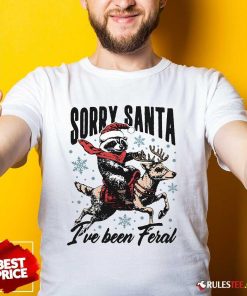 Funny Sorry Santa I've Been Feral Raccoon Riding Horse T-Shirt