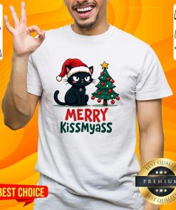 Good Cute Cat Merry Kissmyass Christmas T-Shirt