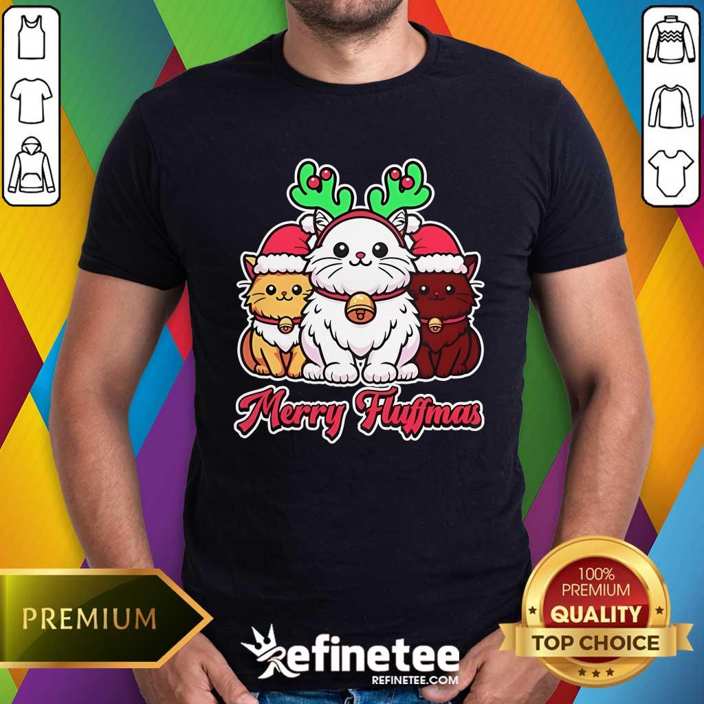 Shirt Good Cute Merry Fluffmas Reindeer Antlers Christmas Cat T-Shirt