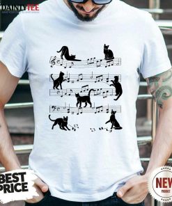 Hot Cute Cat Kitty Playing Music Clef Piano Musician Art T-Shirt
