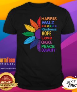 Hot Harris Walz Diversity Rainbow Daisy Sunflower Vote Blue T-Shirt
