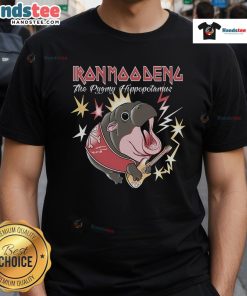 Alt Text: Iron Moo Deng The Pygmy Hippopotamus T-Shirt featuring a cute hippo graphic on a vibrant background.