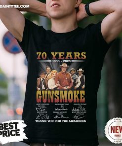 Nice 70 Years 1955-2025 Gunsmoke Thank You For The Memories T-Shirt
