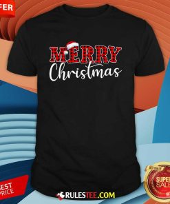 Nice Merry Christmas Buffalo Plaid Red Santa Hat Xmas Pajamas T-Shirt