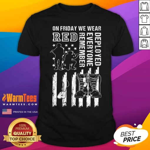 Nice On Friday We Wear Red American Flag Military Supportive T-Shirt