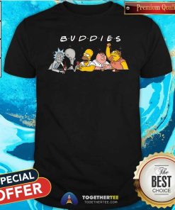 Official Cartoon Buddies Rick And Morty The Simpson Family Guy T-Shirt