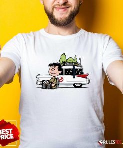 Official Charlie Venkman Peter Venkman Slimer Ecto-1 Charlie Brown And Snoopy Ghost T-Shirt