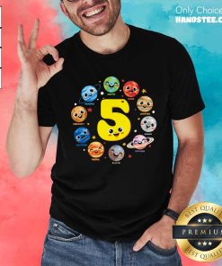 Official Cute Planets Three 5 Years Old 5th Birthday Boy And Girl T-Shirt