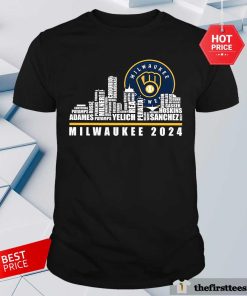 Official Milwaukee Brewers 2024 Skyline Players Name Baseball T-Shirt