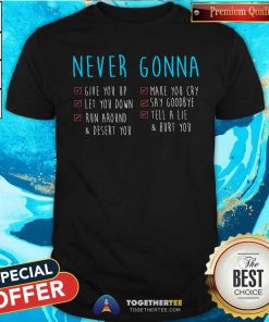 Official Never Gonna 80s Music Retro Lyrics Rickroll T-Shirt