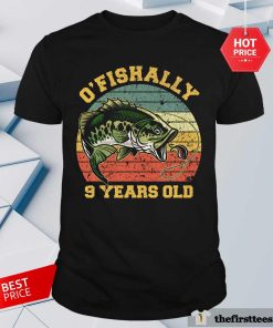 Official O'fishally 9 Years Old Fishing Birthday Party 9th Sunset T-Shirt