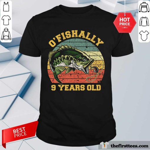 Official O'fishally 9 Years Old Fishing Birthday Party 9th Sunset T-Shirt