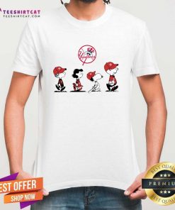 Official The Peanuts Characters Walking New York Yankees Baseball T-Shirt
